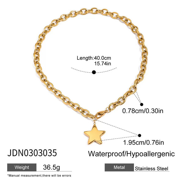 Titanium Steel And Stainless Steel Star Pendant Necklace With Electroplating Minimalist Design For Women