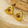 Titanium Steel And Stainless Steel Triangular Pleated Natural Stone Plated 18K Vintage Earrings