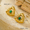 Titanium Steel And Stainless Steel Triangular Pleated Natural Stone Plated 18K Vintage Earrings