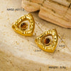 Titanium Steel And Stainless Steel Triangular Pleated Natural Stone Plated 18K Vintage Earrings