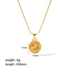 Titanium Steel And Stainless Steel Women's Constellation Pendant Necklace 18K Goldplated With Snake Bone Chain