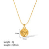 Titanium Steel And Stainless Steel Women's Constellation Pendant Necklace 18K Goldplated With Snake Bone Chain
