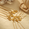 Titanium Steel And Stainless Steel Women's Constellation Pendant Necklace 18K Goldplated With Snake Bone Chain