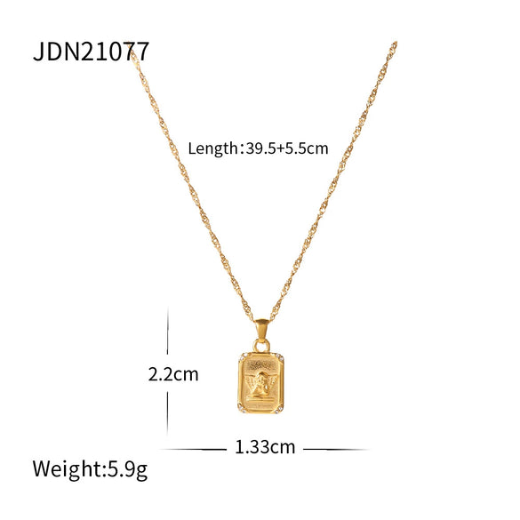 Titanium Steel And Stainless Steel Women's Geometric Style Necklace With Angel Pendant And Electroplating Treatment