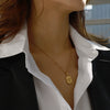 Titanium Steel And Stainless Steel Women's Geometric Style Necklace With Angel Pendant And Electroplating Treatment