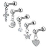 Titanium Steel And Stainless Steel Women's Heart And Star Zircon And Diamond Earrings