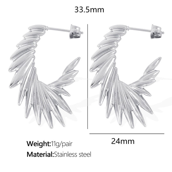 316L Stainless Steel Angel Wings Earrings For Women With Geometric And Cartoon Characters Pattern Electroplated