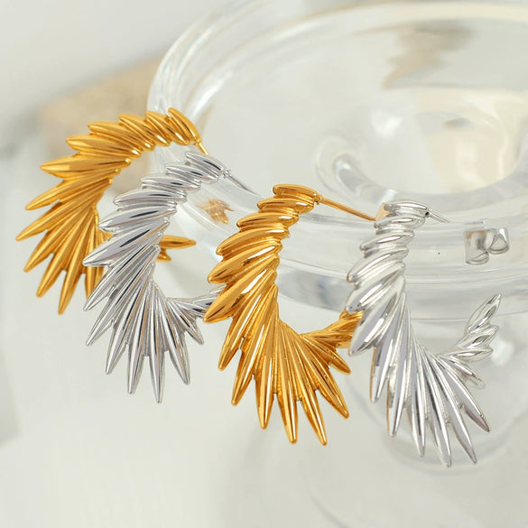 316L Stainless Steel Angel Wings Earrings For Women With Geometric And Cartoon Characters Pattern Electroplated