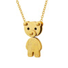 316L Stainless Steel Animal Bear Pendant Necklace Women's Jewelry Inlaid Zircon Electroplated