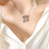316L Stainless Steel Animal Bear Pendant Necklace Women's Jewelry Inlaid Zircon Electroplated
