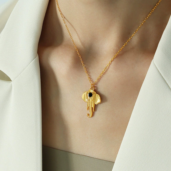 316L Stainless Steel Animal Elephant Pendant Necklace Electroplated Women's Simple Fashion Trendy Clavicle Chain