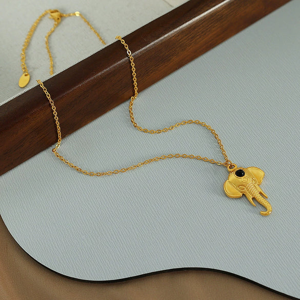 316L Stainless Steel Animal Elephant Pendant Necklace Electroplated Women's Simple Fashion Trendy Clavicle Chain
