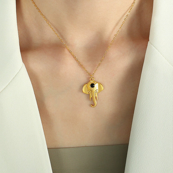 316L Stainless Steel Animal Elephant Pendant Necklace Electroplated Women's Simple Fashion Trendy Clavicle Chain