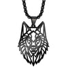 Titanium Steel Animal Wolf Head Cut Out Pendant Necklace For Men Electroplated Punk Style