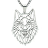 Titanium Steel Animal Wolf Head Cut Out Pendant Necklace For Men Electroplated Punk Style