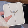 Titanium Steel Animal Zodiac Butterfly Tassel Pendant Necklace With Electroplating And Mixed Gemstone Setting For Women