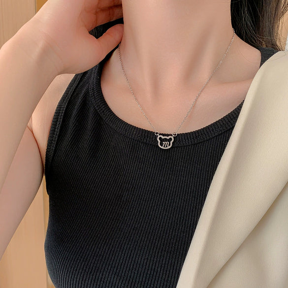 Titanium Steel Animal Zodiac Diamond Women's O Chain Collarbone Necklace