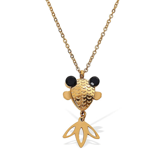 316L Stainless Steel Animal Zodiac Lucky Koi Pendant Necklace Women Minimalist Electroplated