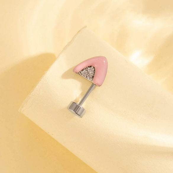 Titanium Steel Animal Zodiac Microinlaid Zircon Oil Drop Screw Ear Nail Jewelry With Electroplating