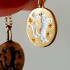 Titanium Steel Animal Zodiac Oil Dripping Rabbit Element Pet Oval Tarot Card Necklace 18K Gold Electroplated