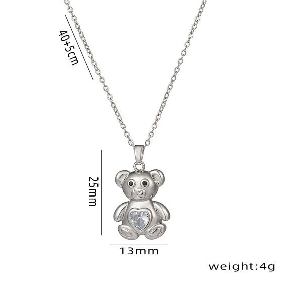 Titanium Steel Animal Zodiac Pendant Necklace For Women With Diamond Design And Ochain