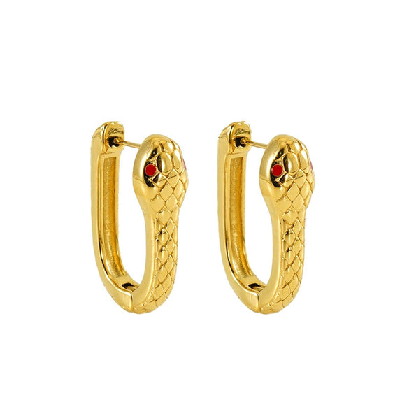 Titanium Steel Animal Zodiac Snake Earrings Electroplated Unisex Fashion Design
