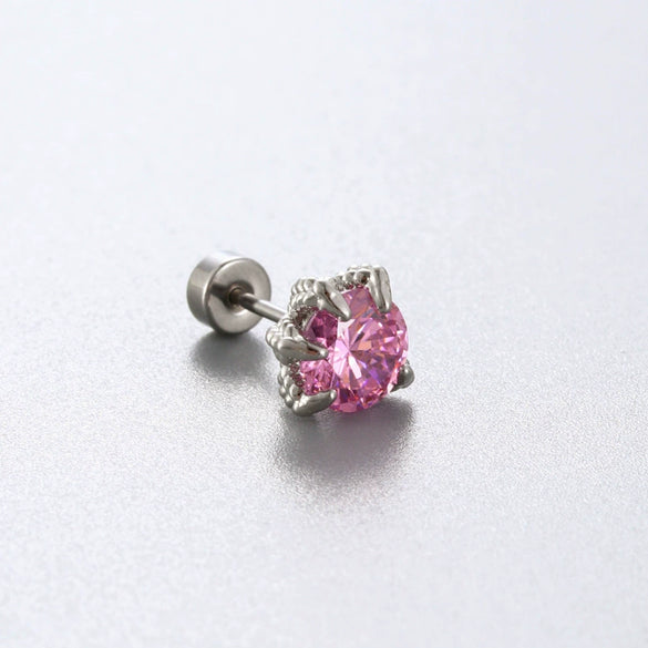 Titanium Steel Animal Zodiac Zirconia Couple's Screw Earring