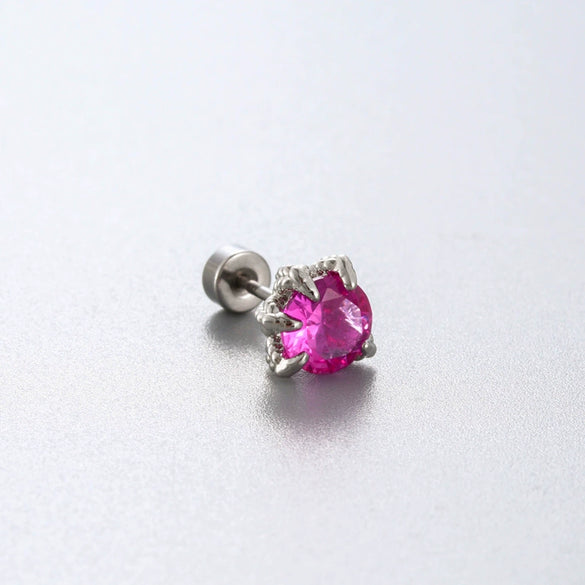 Titanium Steel Animal Zodiac Zirconia Couple's Screw Earring