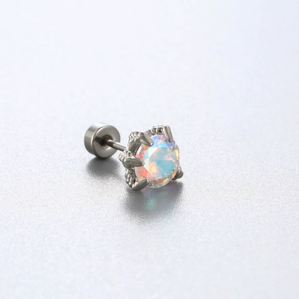 Titanium Steel Animal Zodiac Zirconia Couple's Screw Earring