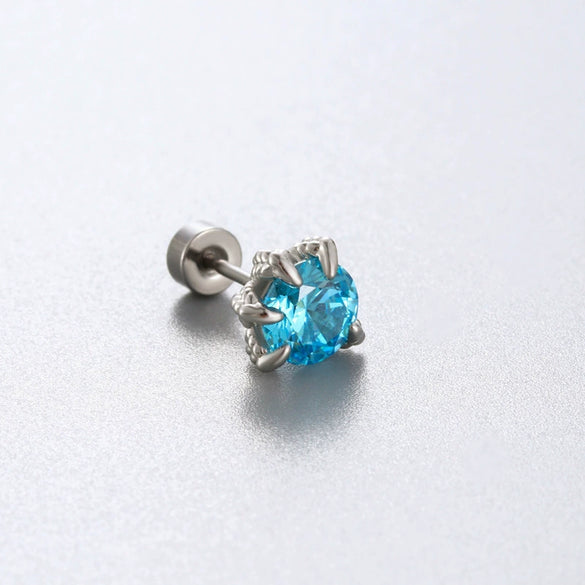 Titanium Steel Animal Zodiac Zirconia Couple's Screw Earring