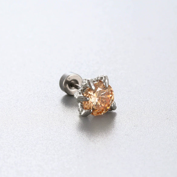 Titanium Steel Animal Zodiac Zirconia Couple's Screw Earring