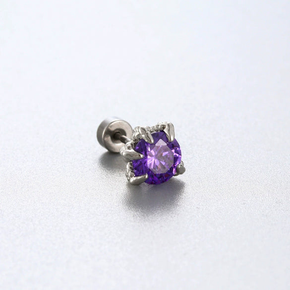 Titanium Steel Animal Zodiac Zirconia Couple's Screw Earring
