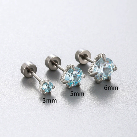Titanium Steel Animal Zodiac Zirconia Couple's Screw Earring