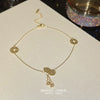 Titanium Steel Anklet Gold Plated With Artificial And Semiprecious Stones Letters Numbers Text Women's Jewelry