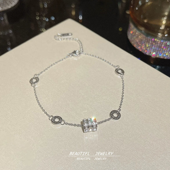 Titanium Steel Anklet Gold Plated With Artificial And Semiprecious Stones Letters Numbers Text Women's Jewelry