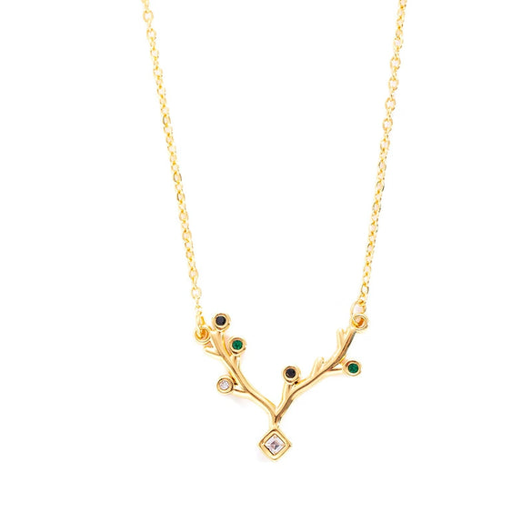 Titanium Steel Antler Clavicle Necklace For Women Fashion Elegant 18K Gold Plated