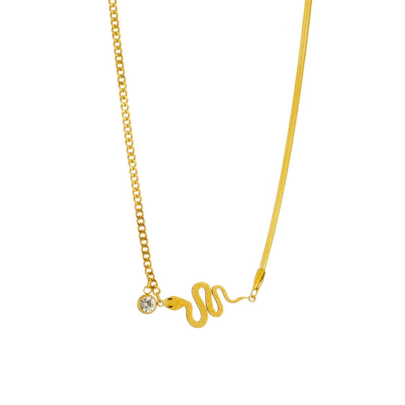 Titanium Steel Asymmetric Snakeshaped Chain Geometric Pendant Necklace With Electroplating