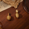 Titanium Steel Ball And Coil Earrings For Women Simple Style With Electroplating Plants Flowers Design