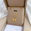 Titanium Steel Bead Chain Bow Geometric Style Real Gold Plated Female Clavicle Necklace Accessories