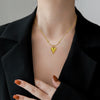 Titanium Steel Bead Chain Love Furnace Real Gold Necklace With Geometric Pattern Electroplated For Female Cartoon Style