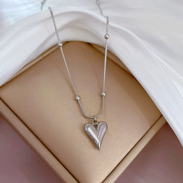 Titanium Steel Bead Chain Love Furnace Real Gold Necklace With Geometric Pattern Electroplated For Female Cartoon Style