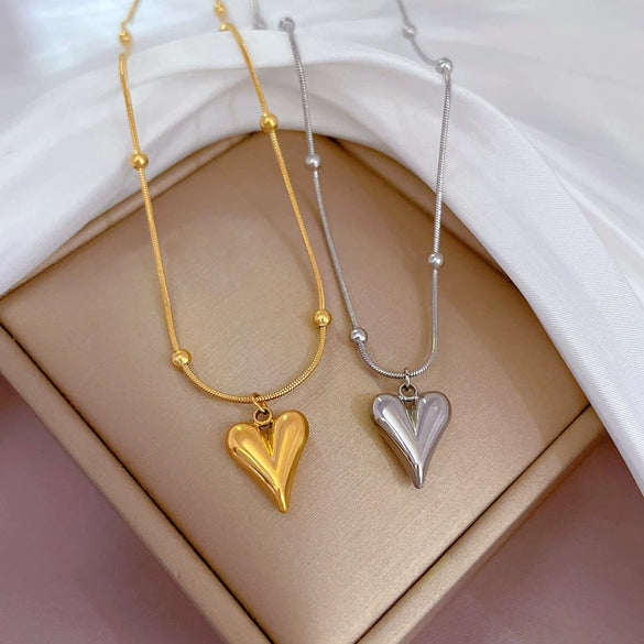 Titanium Steel Bead Chain Love Furnace Real Gold Necklace With Geometric Pattern Electroplated For Female Cartoon Style