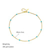 Titanium Steel Beaded Chain Necklace With Turquoise Retro Simple Style Electroplated For Women