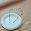 Titanium Steel Beaded Chain Necklace With Turquoise Retro Simple Style Electroplated For Women