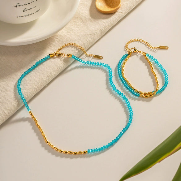 Titanium Steel Beaded Necklace Electroplated Simple Style Jewelry Unisex
