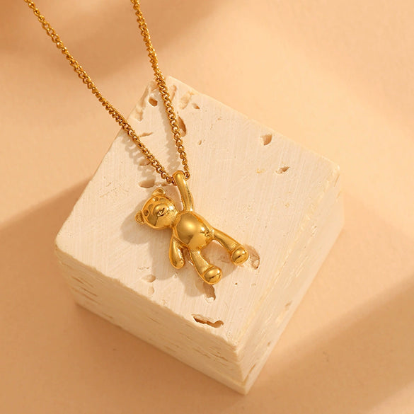 Titanium Steel Bear Cartoon Geometric Smooth Necklace For Women