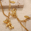 316L Stainless Steel Bear Vintage Style Electroplated Women's Necklace