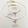 Titanium Steel Bird Pattern Pendant Necklace And Bracelet Set With Pearl Chain And Electroplating Design Simple Style Jewelry