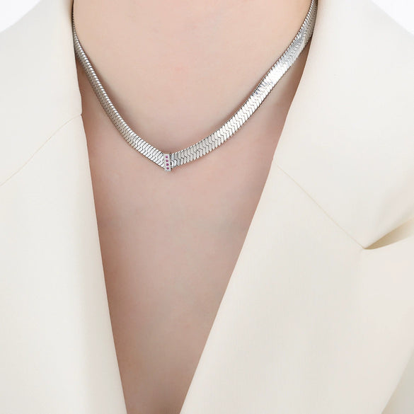 316L Stainless Steel Blade Chain Bracelet Necklace With Geometric Pattern Electroplated Simple Style For Men And Women
