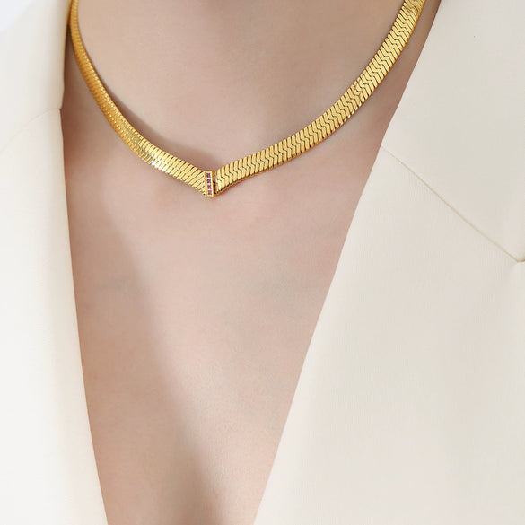 316L Stainless Steel Blade Chain Bracelet Necklace With Geometric Pattern Electroplated Simple Style For Men And Women